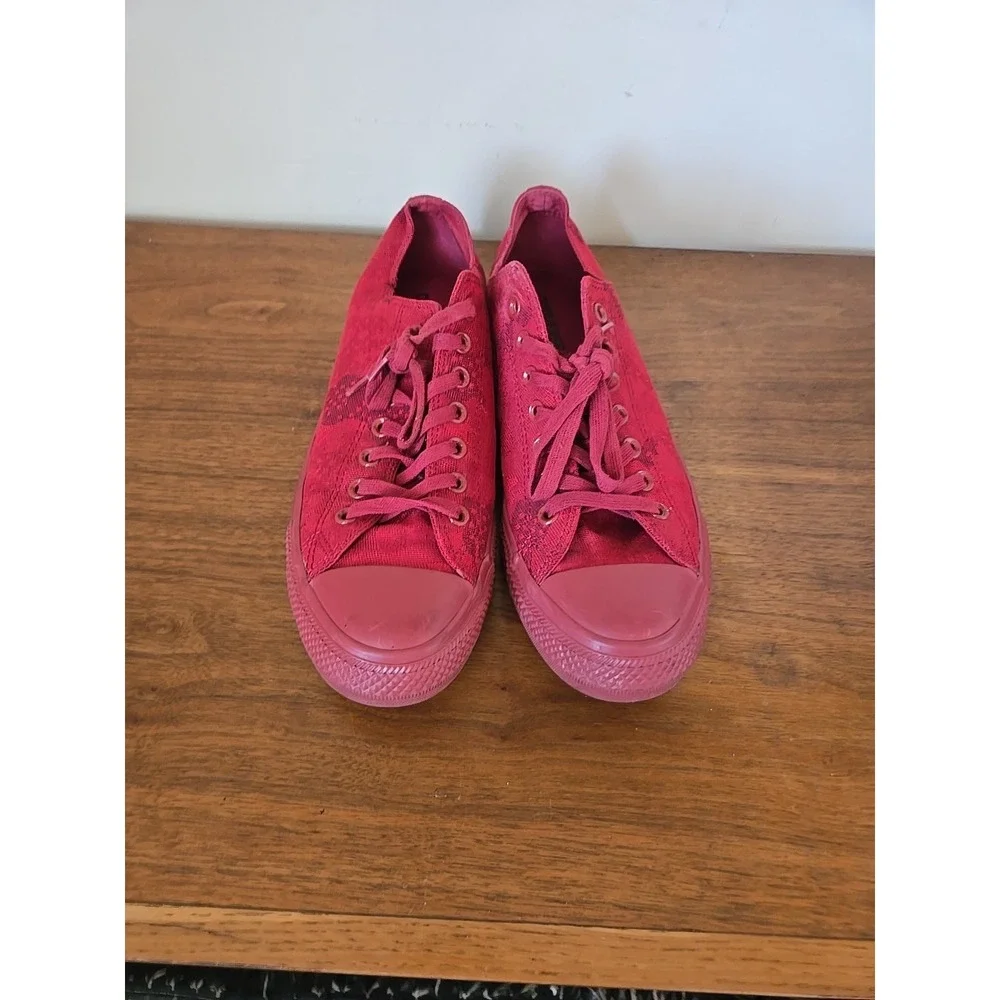 Converse All Star Mens Red Jacquard Camo Low Top Shoes Sneaker 10